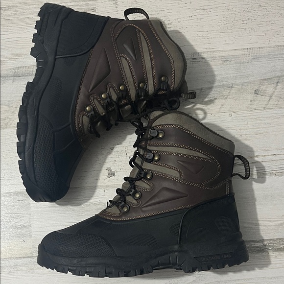 Khombu Men's Black and Brown Winter Boots Size 10 - Picture 4 of 12